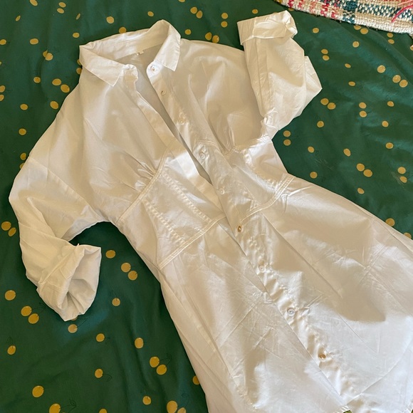 Dresses Shirt Dress White With Corset Waist Size Sm Poshmark